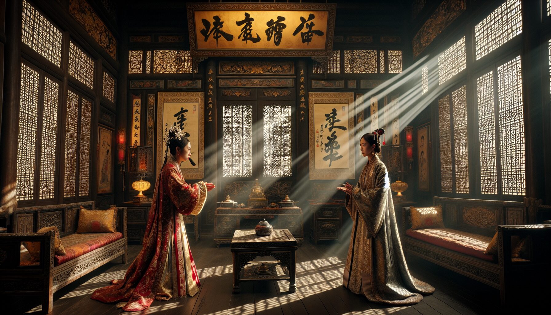 羅宜寧與羅慎遠聯手對抗宅鬥權謀場景