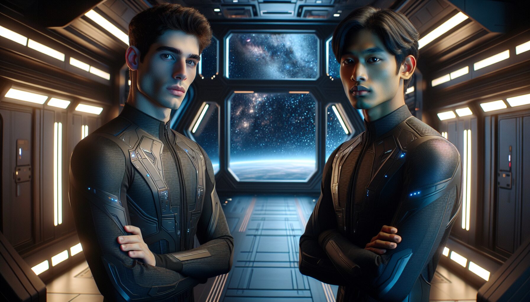 星際ABO題材小說的插畫,突顯未來感與多元角色設定