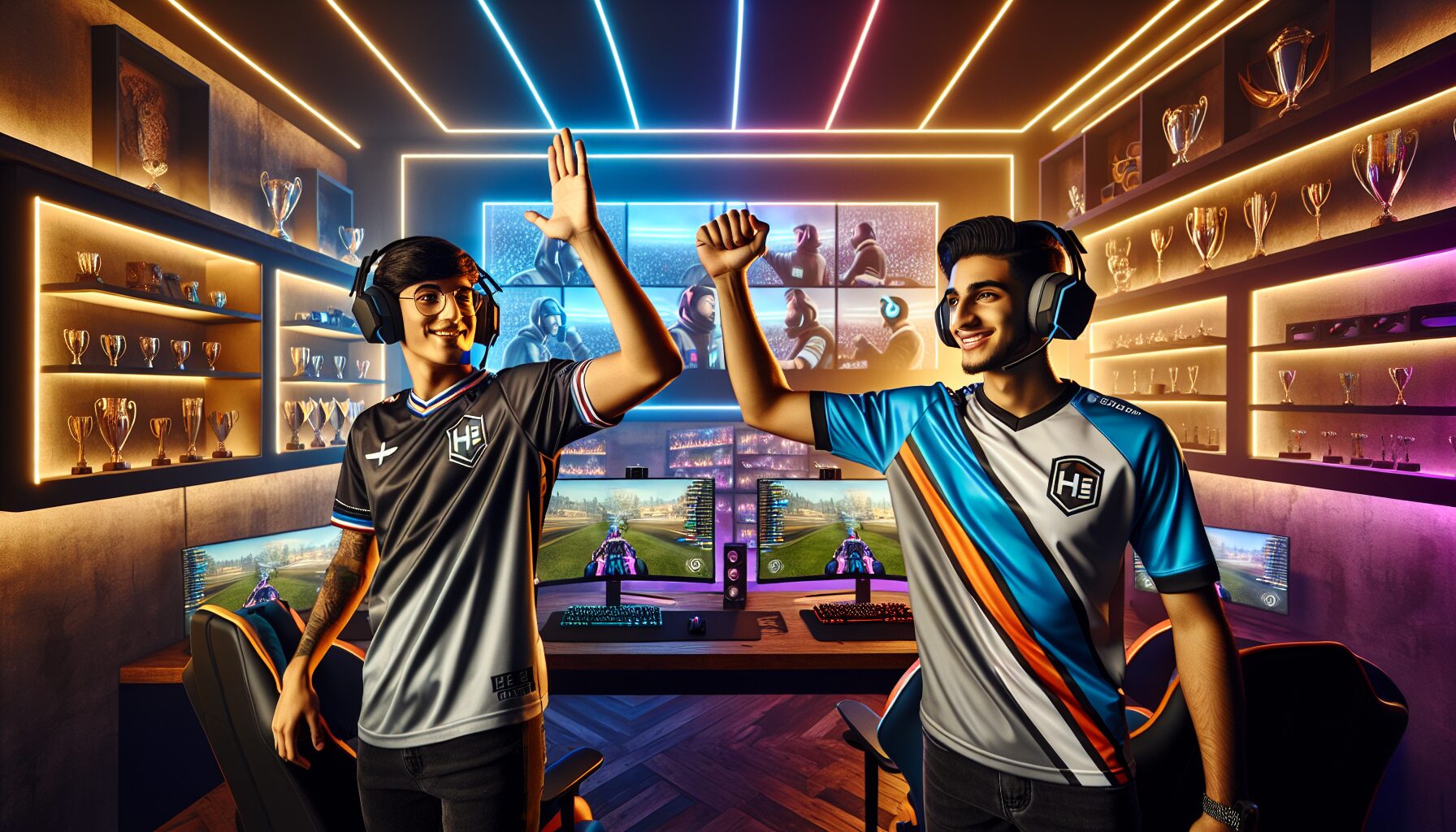 電競/網遊耽美小說角色穿戴耳機聚精會神比賽