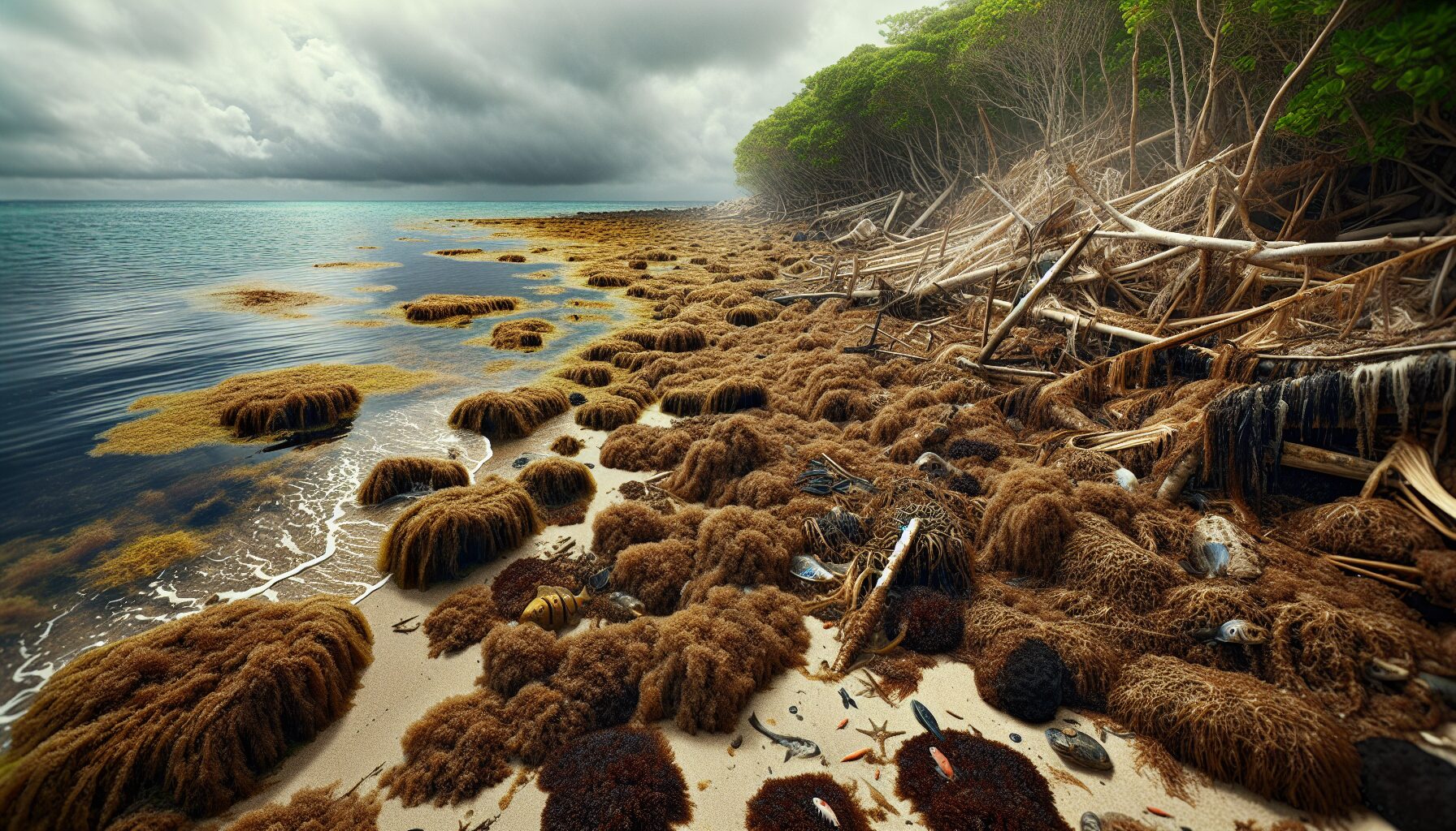 馬尾藻覆蓋海岸並影響當地海洋生態