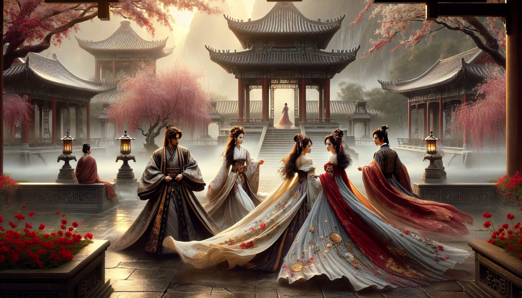 古風宮廷穿越言情插畫