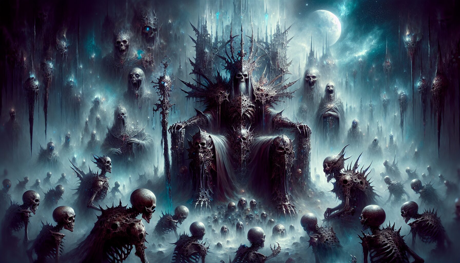 小說《全民轉職：死靈法師！我即是天災》主角與亡靈軍團的插畫