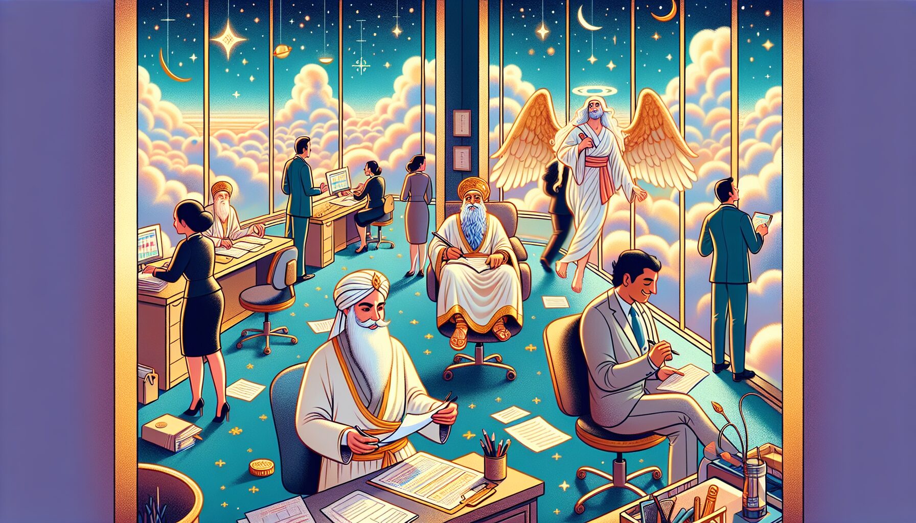 輕鬆詼諧仙俠小說插圖，漫畫式角色形象