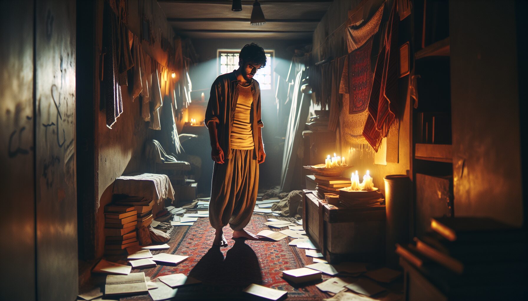 拉斯柯尼科夫內心掙扎與犯罪現場插畫