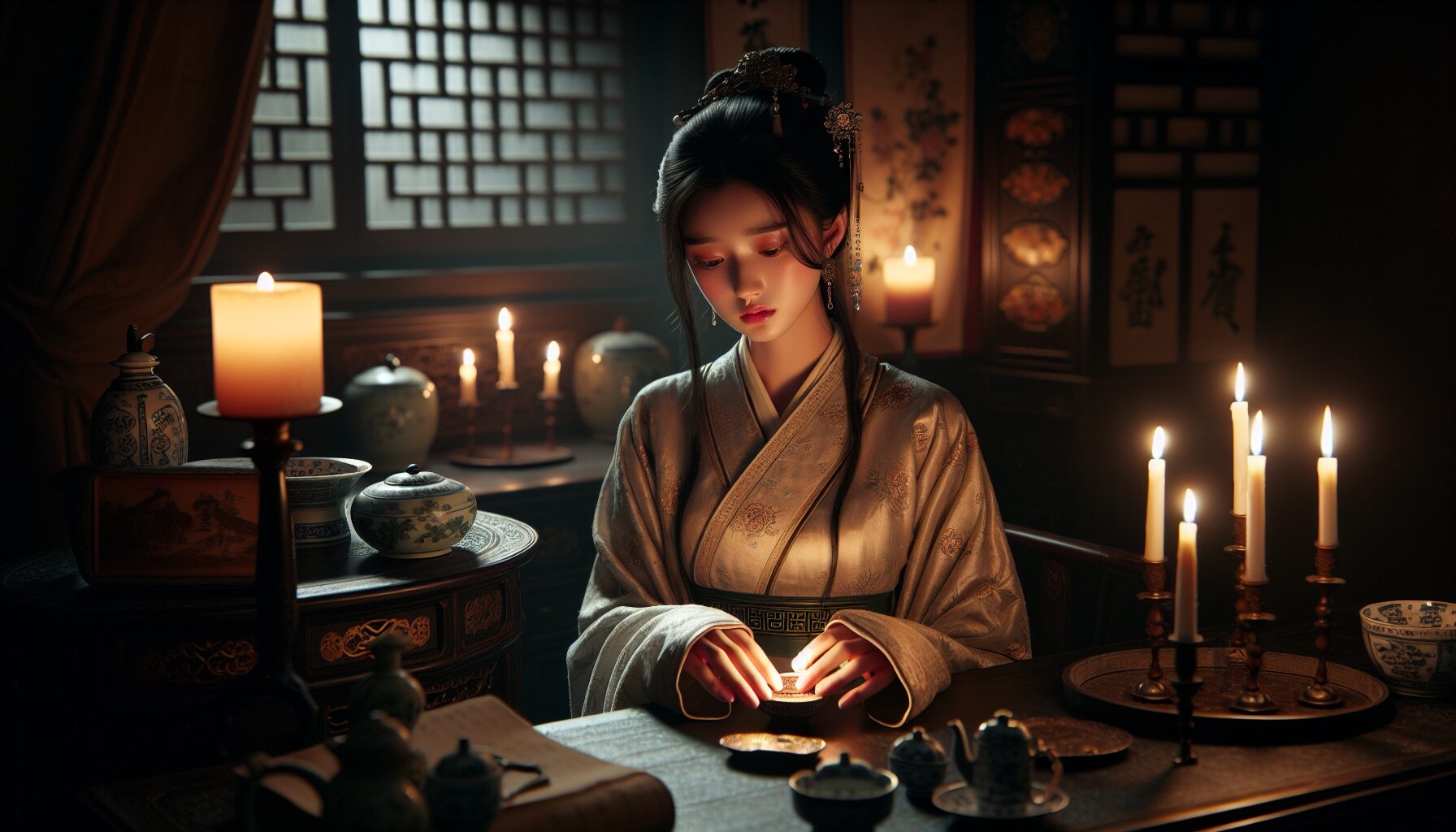 幼年甄英蓮在元宵節失蹤情景插畫