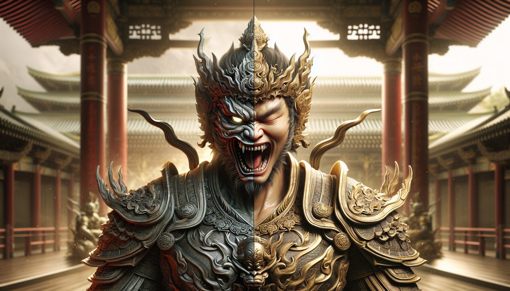 阿形(金剛力士)與吽形(密迹金剛)的兩尊仁王像近照