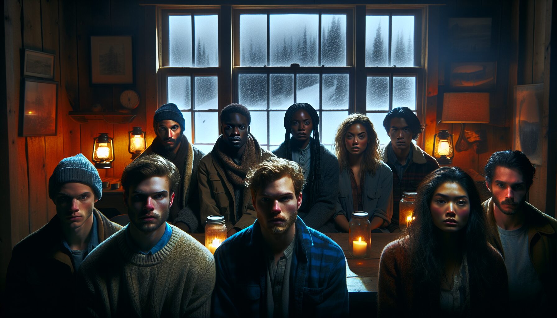 遊戲開場事件插圖,展現雪夜裡姐妹奔逃的緊張氣氛