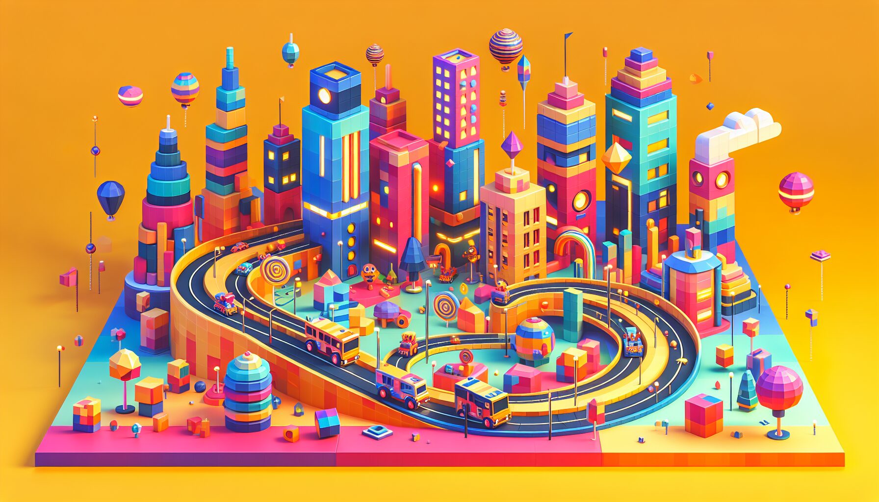 遊戲畫面展示各種奇異又鮮艷的物件，以及滾球逐步變大的蒐集過程。