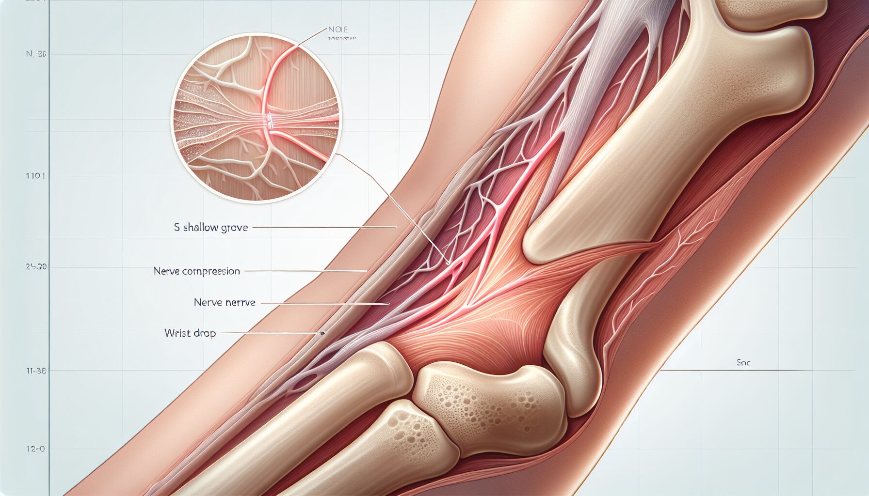 手臂神經壓迫病理示意圖