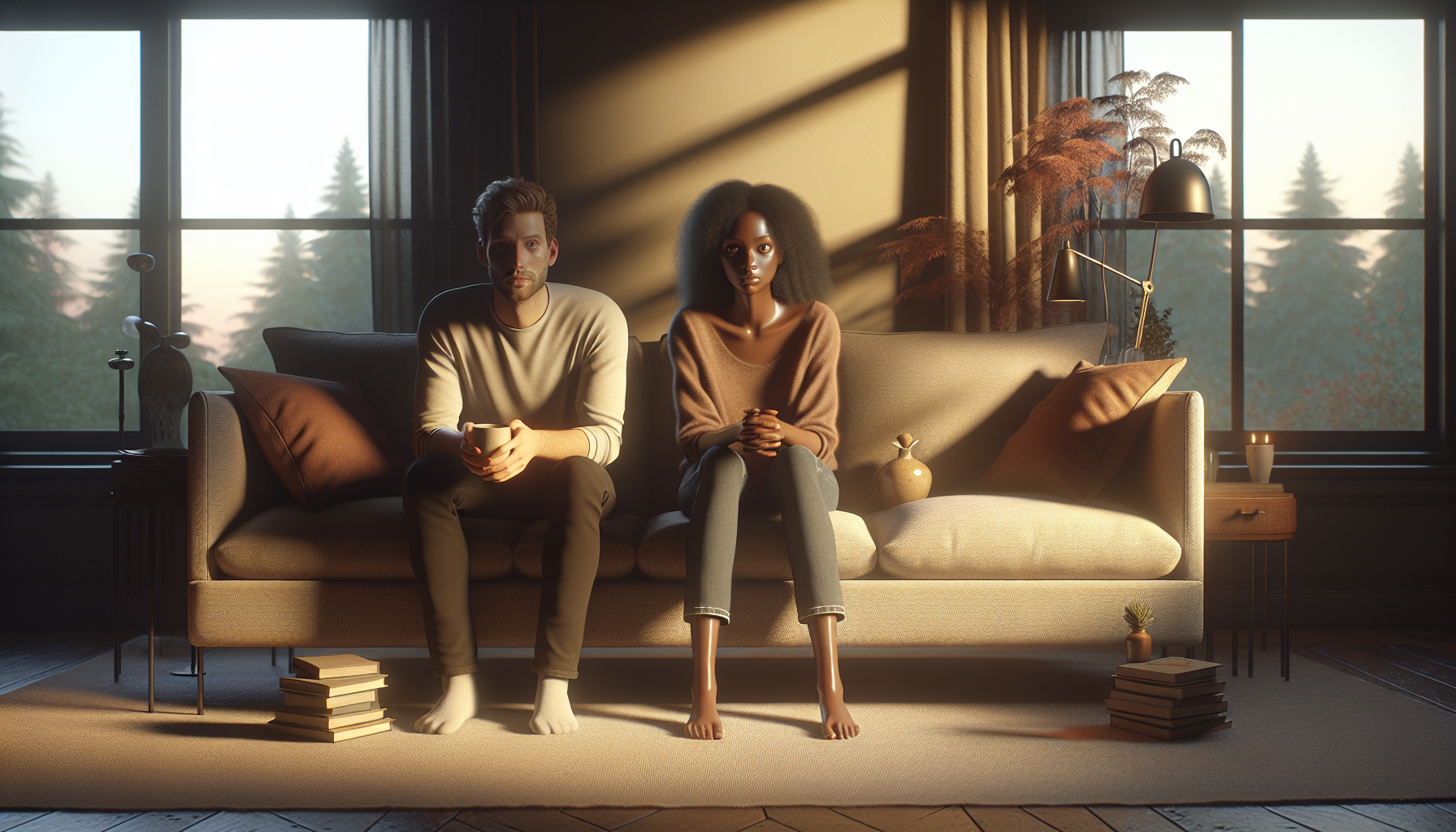 男女主角婚後同居磨合日常插畫