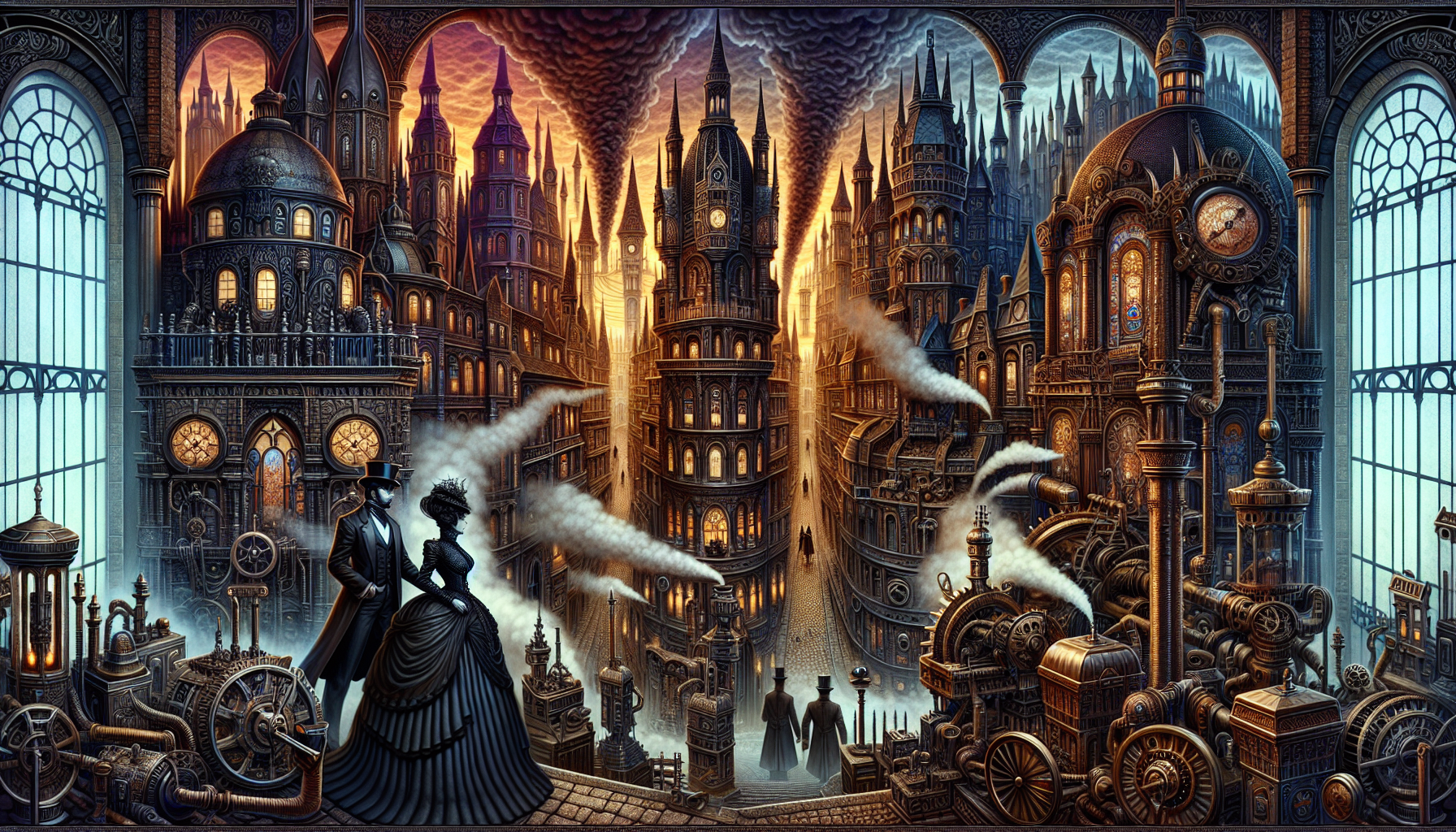 《詭秘之主》蒸汽龐克風格插畫,神祕序列儀式感