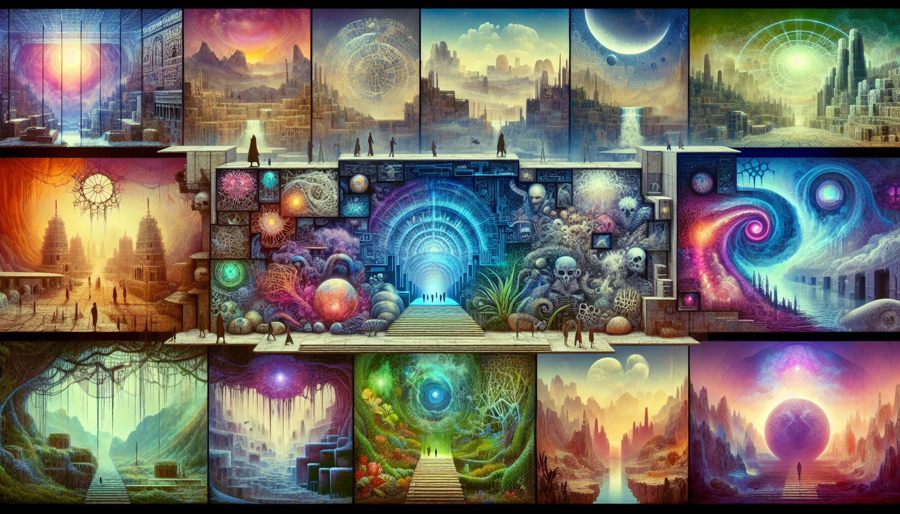 多元地下城小說書單推薦插畫，展示不同特色與氛圍的代表作