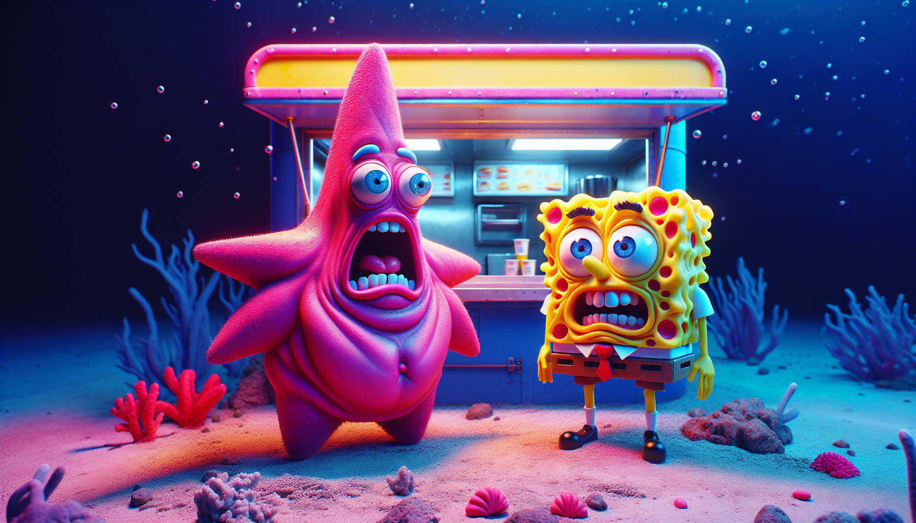 驚訝的派大星迷因圖，來自《海綿寶寶電影版》的經典片段。