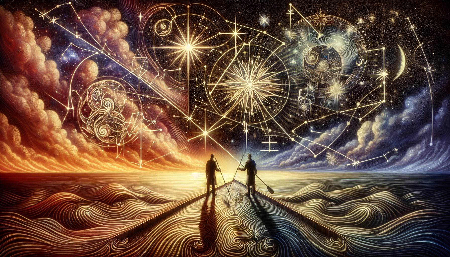 命運哲學與八字算命主題藝術插畫