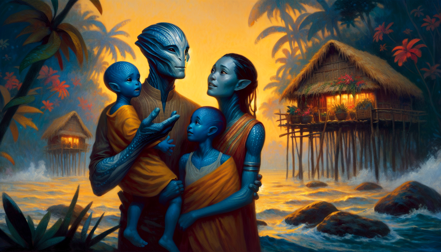 薩利一家在潘朵拉水域的親子場景