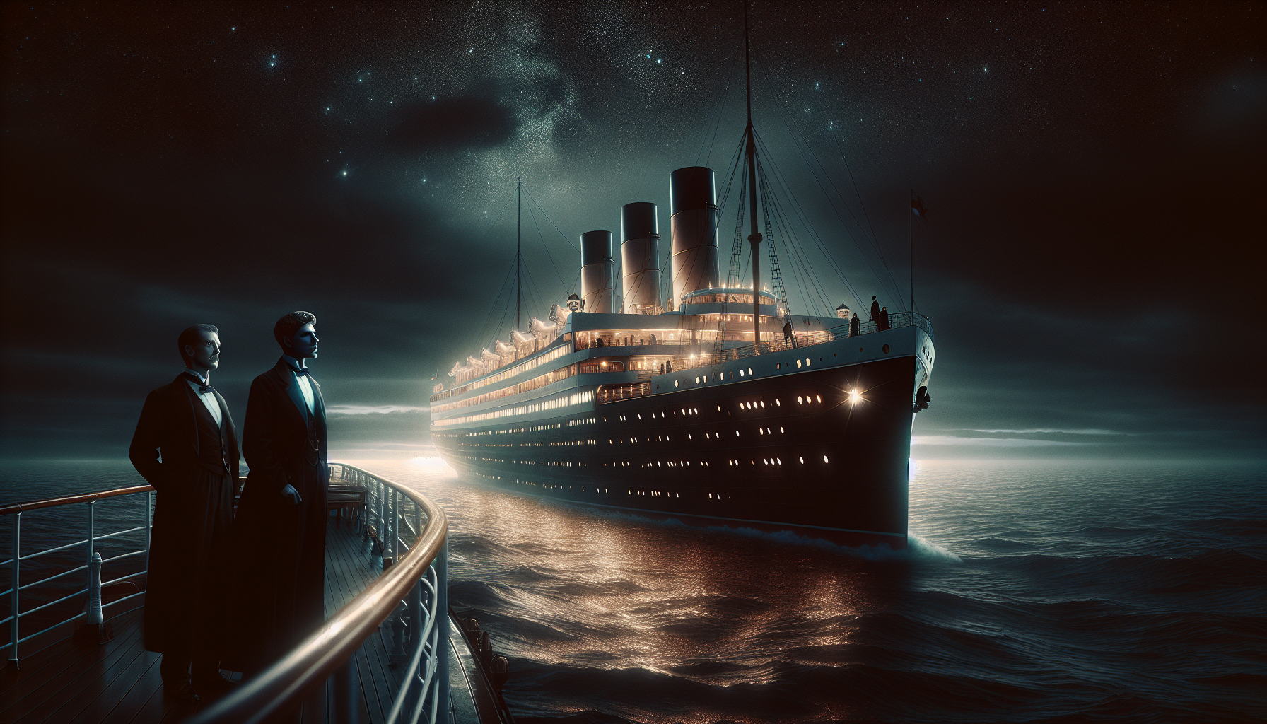 泰坦尼克號BL同人小說封面繪圖，象徵階級與愛情衝突