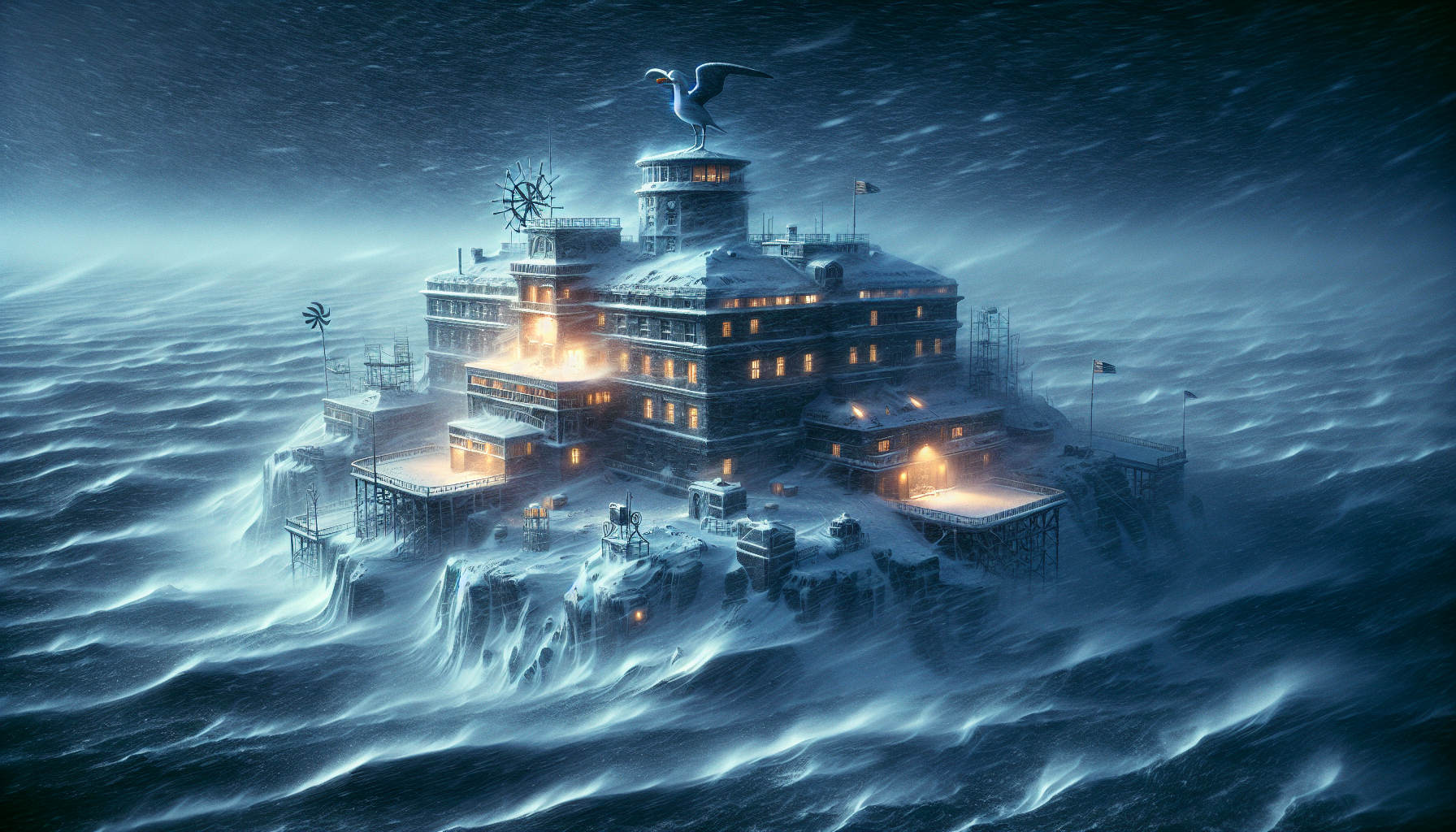 孤島氣象站驚現信天翁謀殺現場，搭配暴風雪封島氛圍