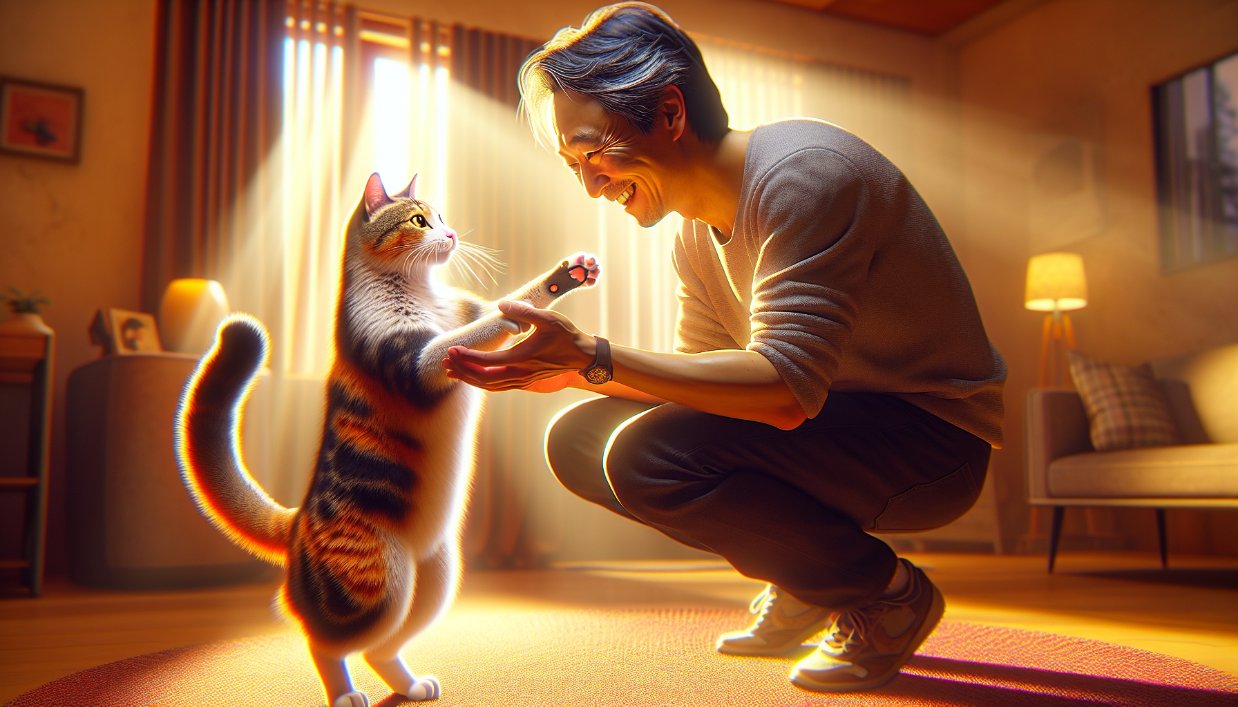 三毛貓和小孩親昵互動,展現其親人且溫柔的個性