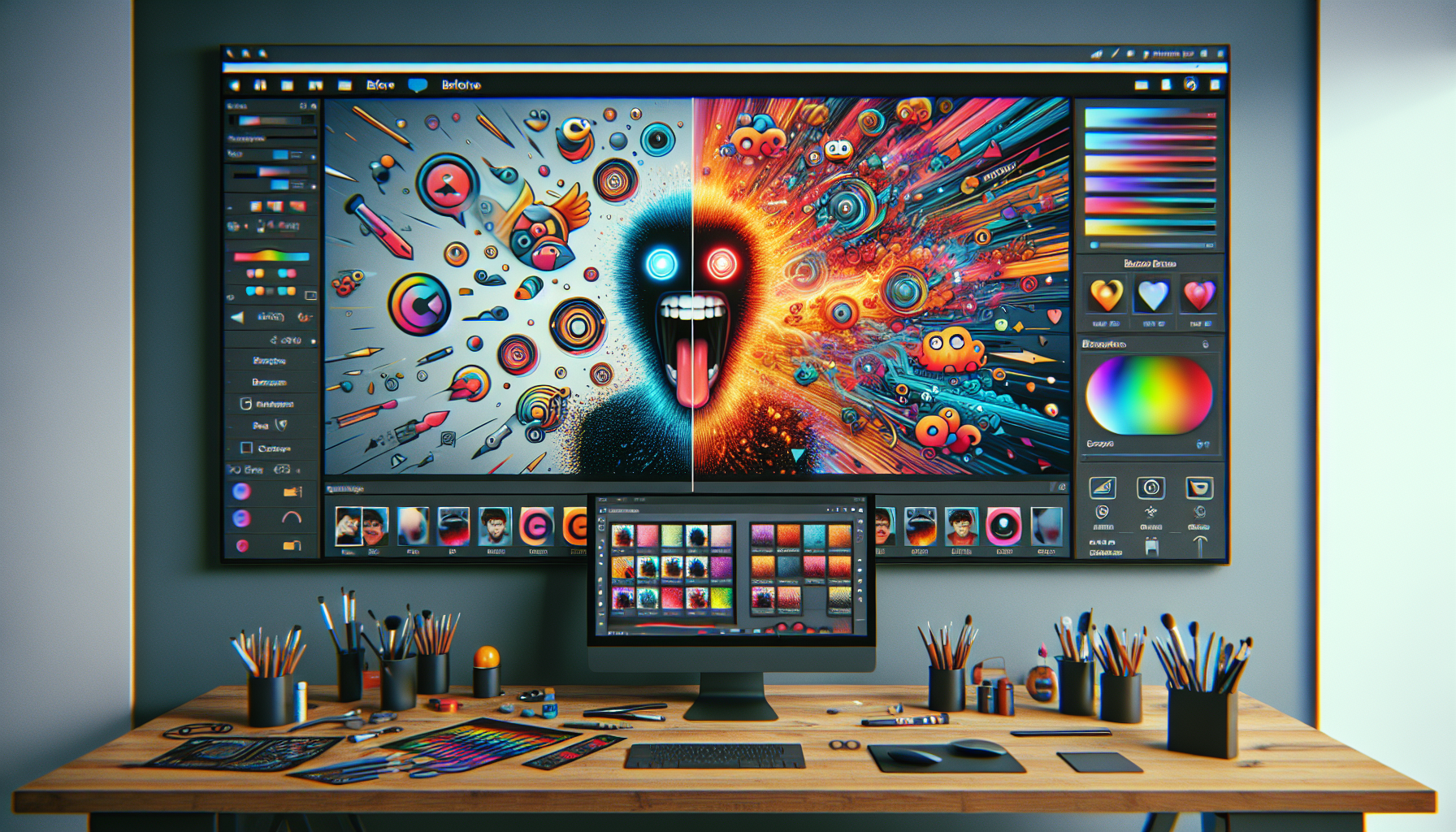 Fotor梗圖與AI修圖編輯功能畫面