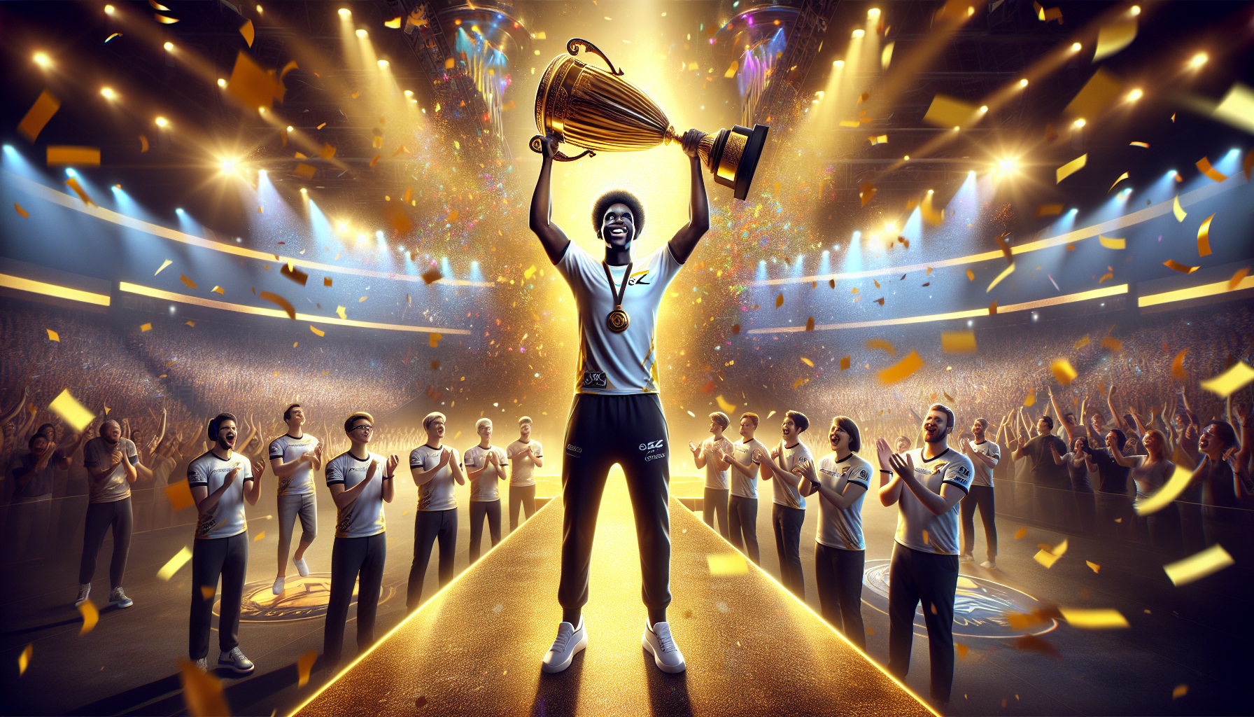 Gen.G奪冠頒獎台Chovy高舉LCK獎盃,笑容難掩激動