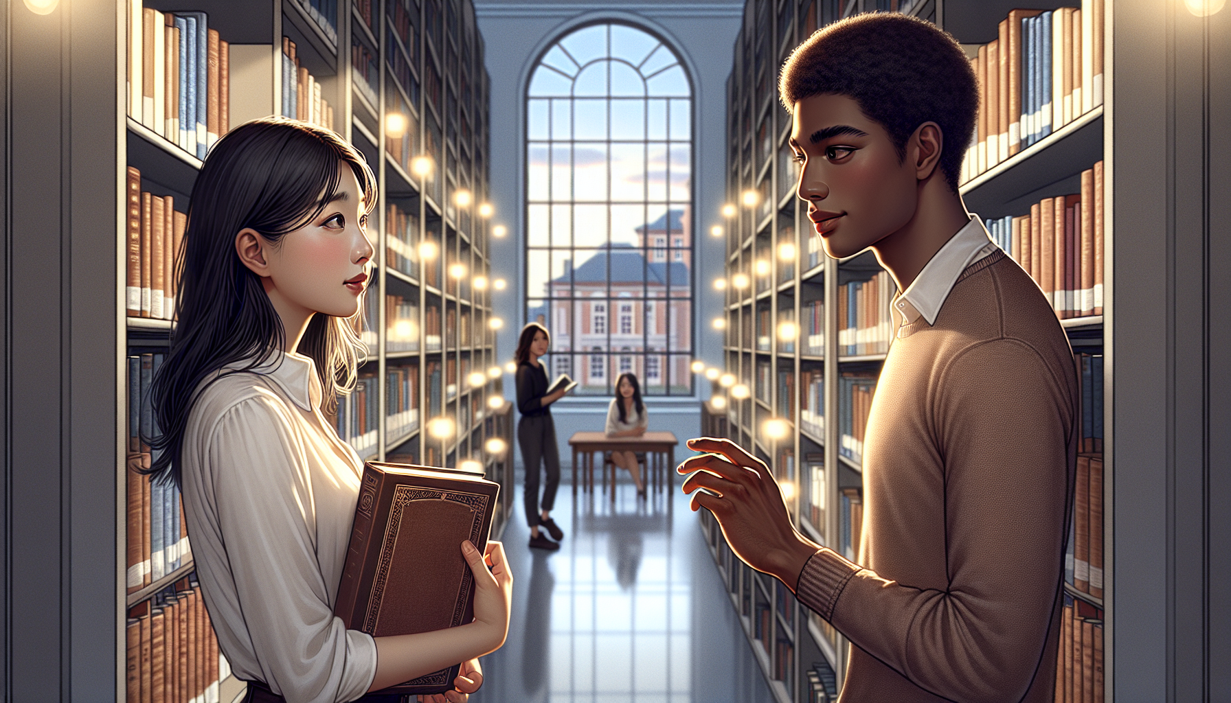 許念在圖書館備考插圖