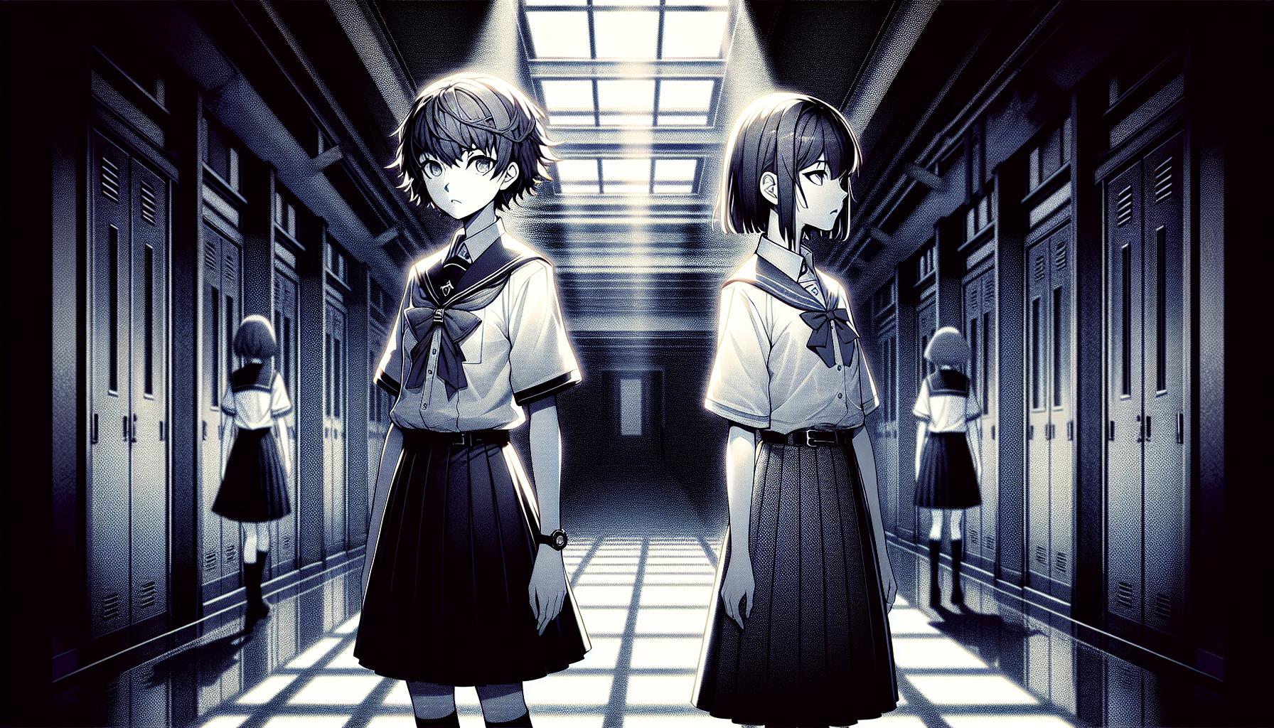 魔法少女們面對命運鬥爭的緊張劇情場景，凸顯該作的暗黑氛圍。