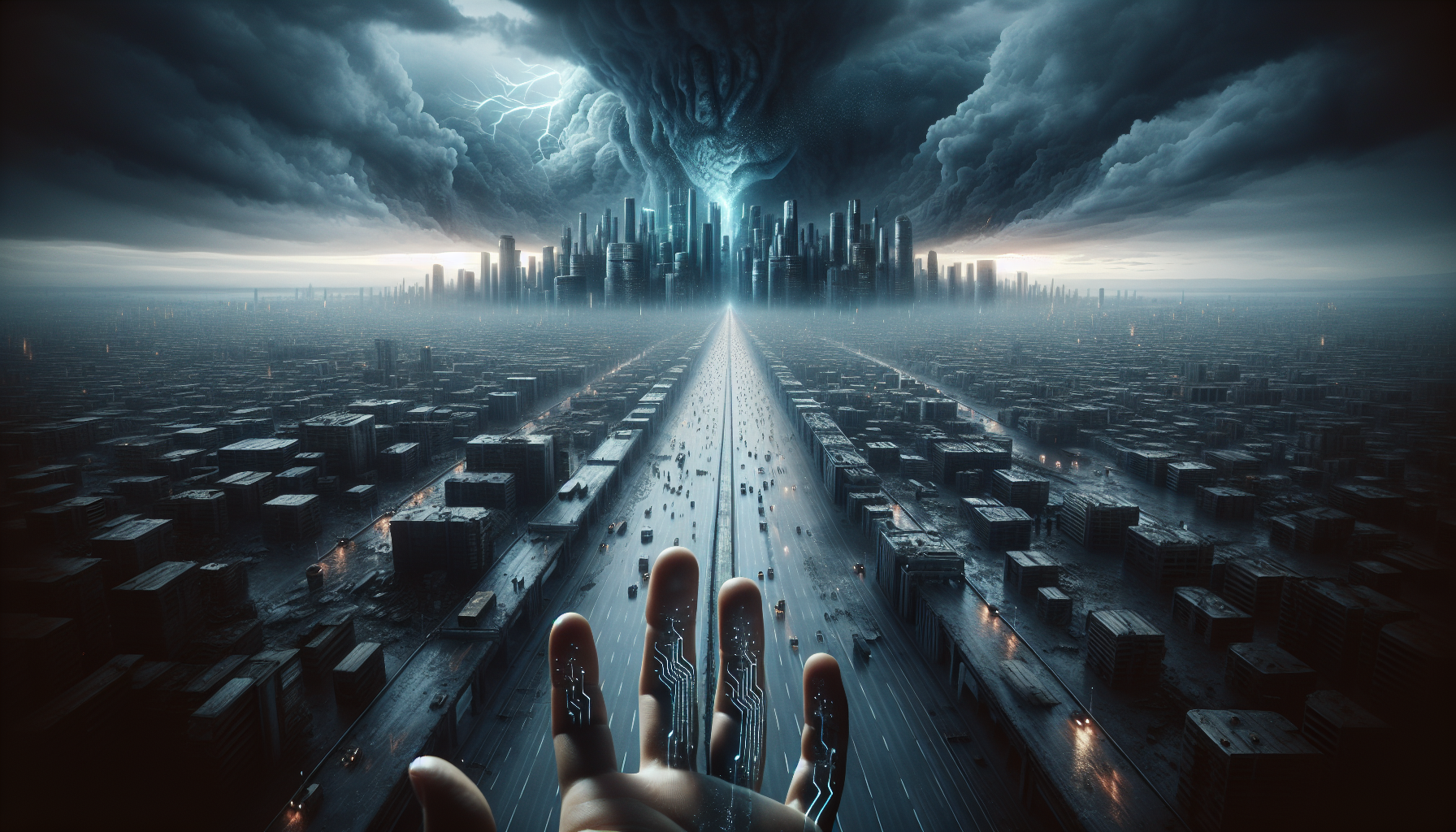 黑暗中主角背上浮現籠罩的古老妖物投影