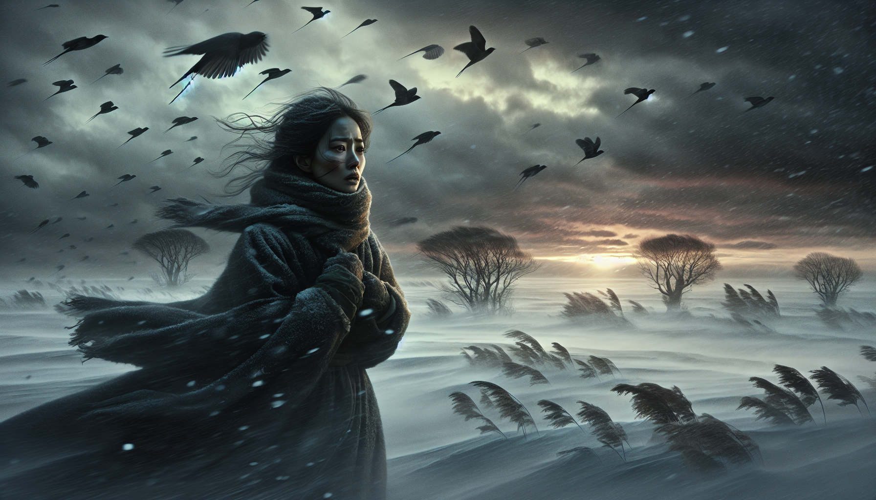 〈雪候鳥〉單曲意象插圖,展現逆風飛翔的孤絕情懷