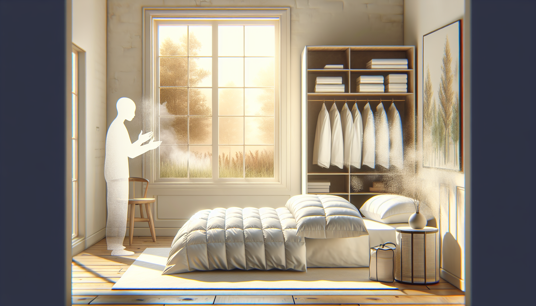 消費者體驗羽毛被翻新後的產品，展現循環經濟成果。