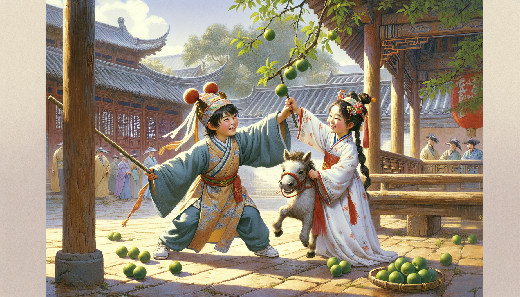 古詩意境下的青梅竹馬場景