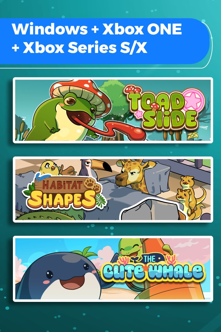 療癒必玩！Xbox 益智解謎合輯《Toad Slide + Habitat Shapes + The Cute Whale》XSX 家庭同樂首選