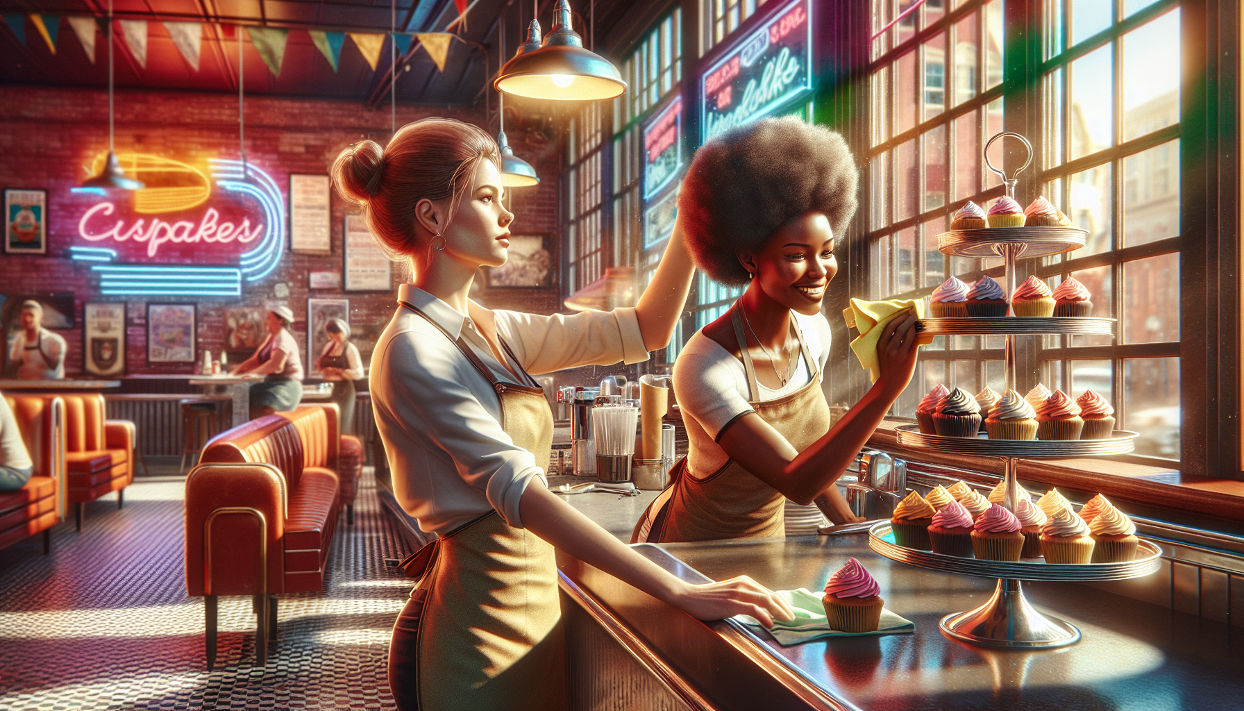 Max與Caroline幽默互動場景，二人表情逗趣