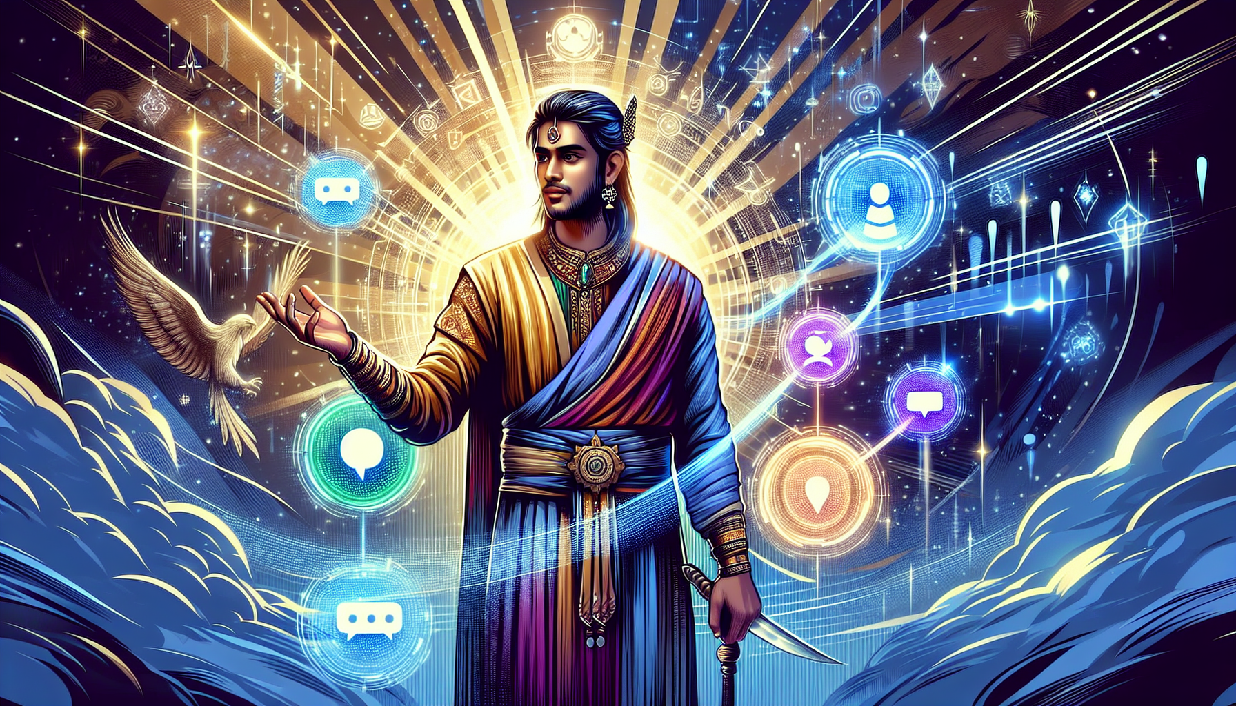 關羽穿越異界，与不同次元強者共同交流的奇幻場景