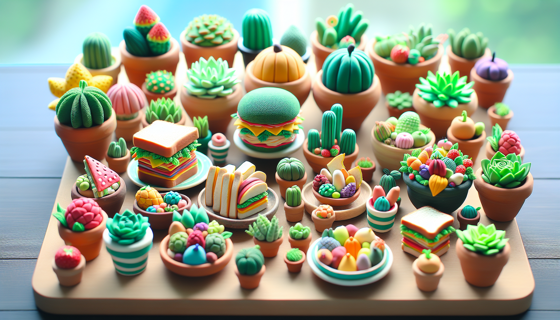 黏土食物與植物創作示意