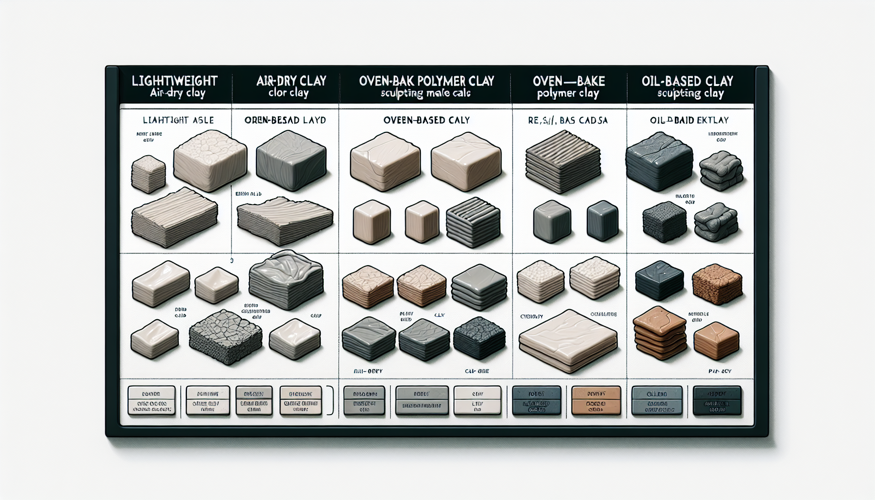 市售不同類型黏土質地比較