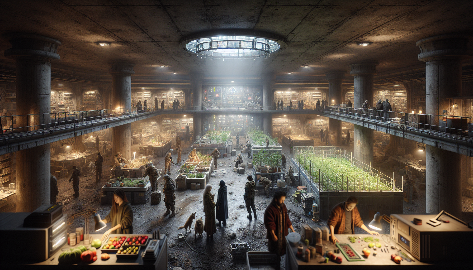 末日避難所重建場景插畫