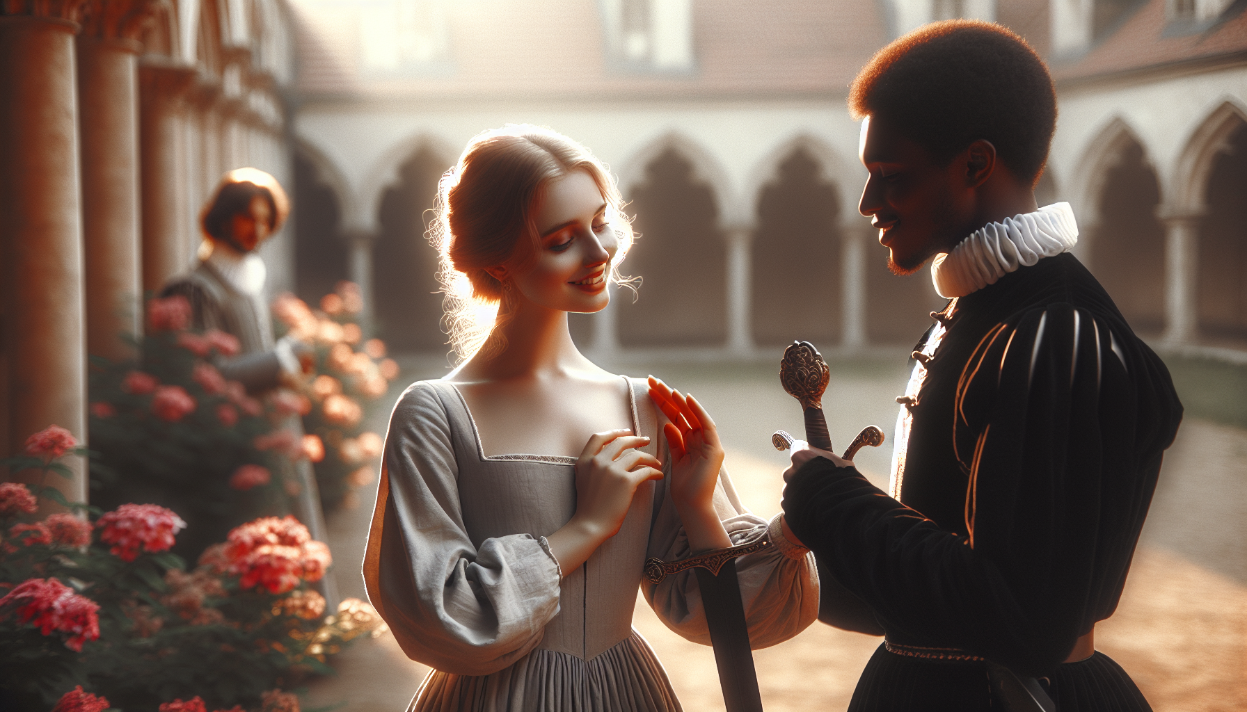 晴兒與蕭劍宮廷愛情甜寵日常插畫