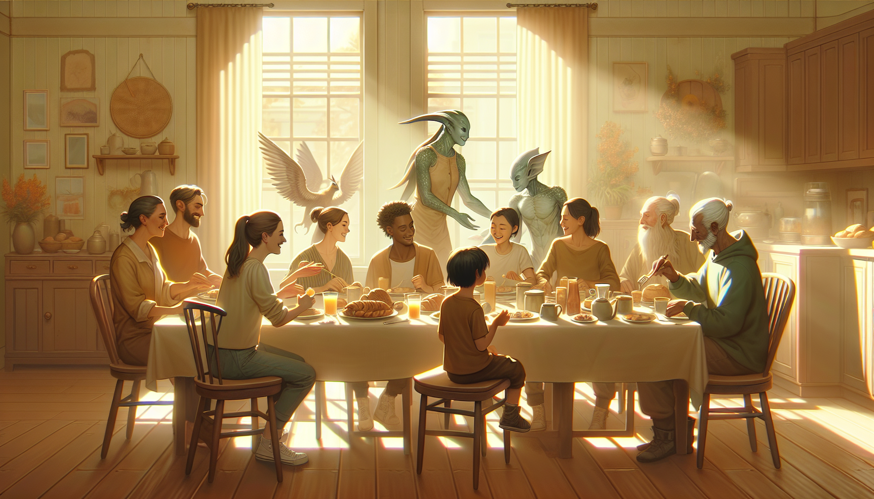 妖怪公寓主題小說中的溫馨集體早安場景