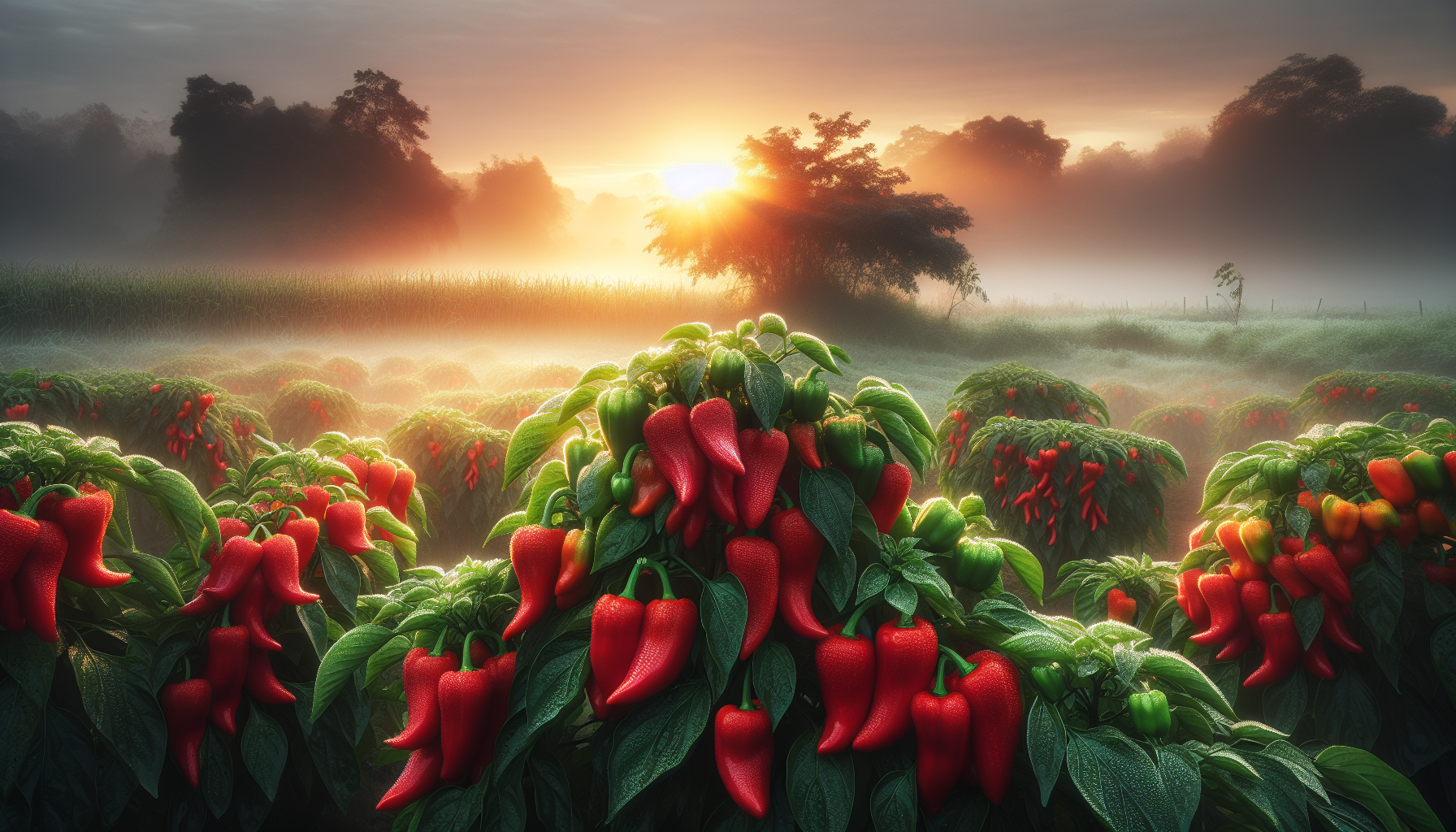 紅心辣椒在農田中種植,植株健壯