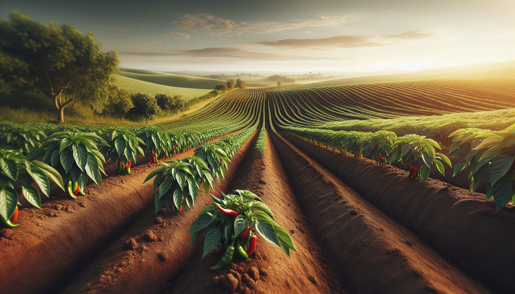 紅心辣椒豐收,工人在田間採摘辣椒