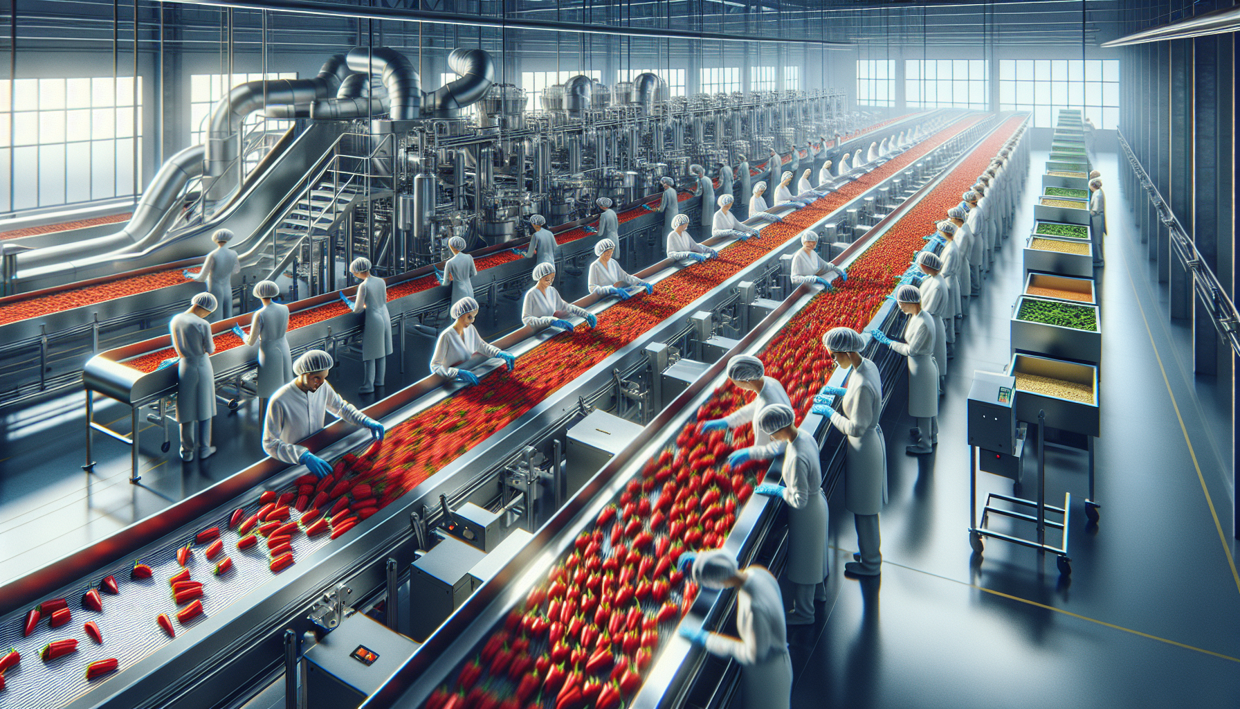 紅心辣椒加工廠,工序自動化,產品包裝整齊