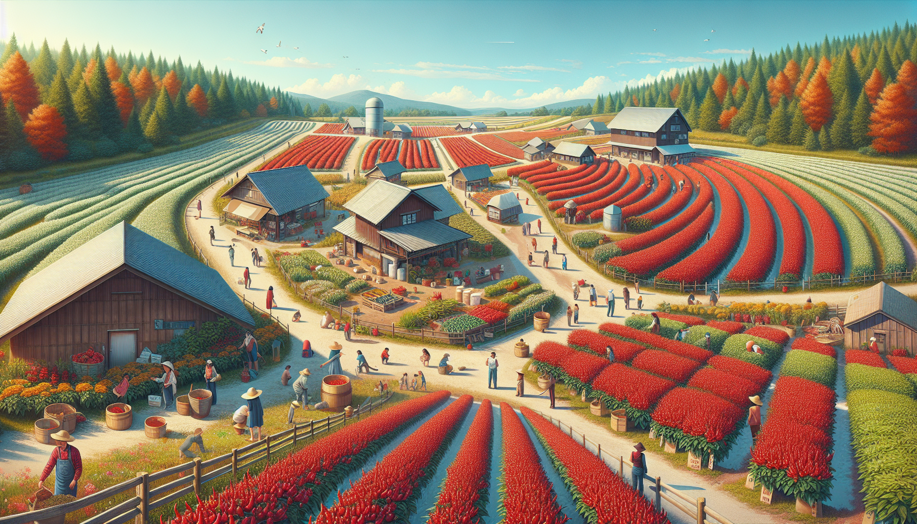 品種多樣的紅心辣椒產品展示