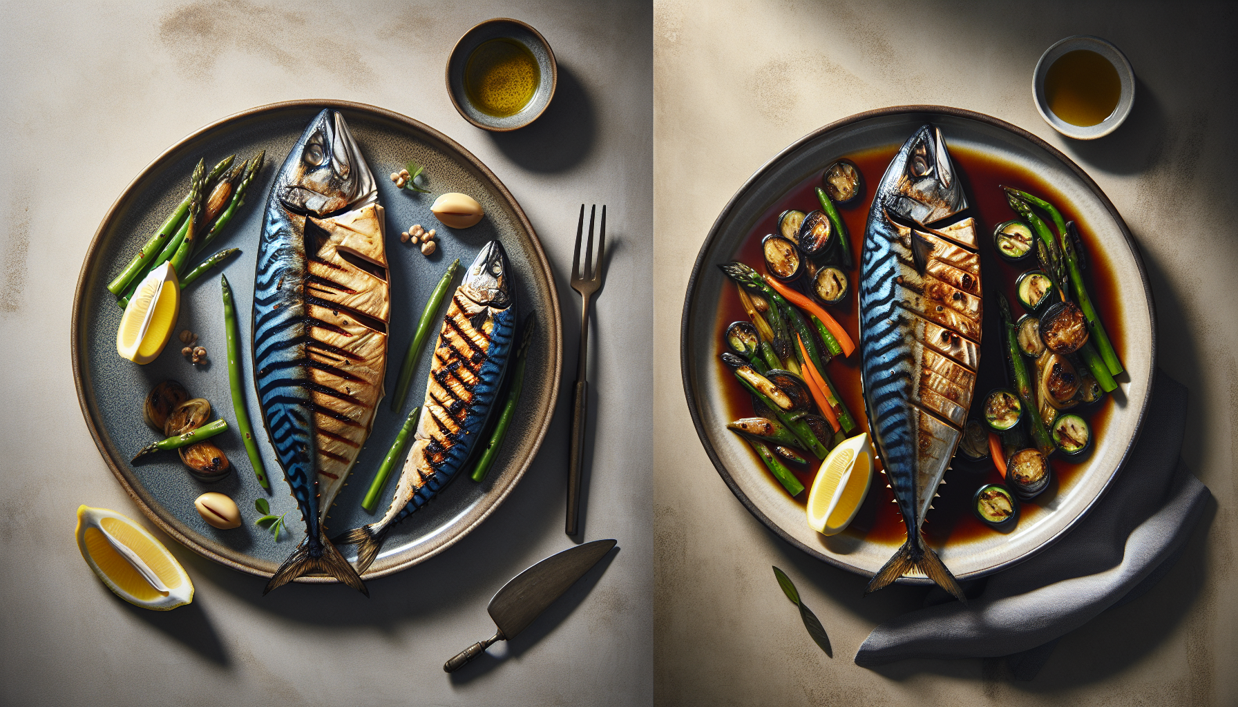 挪威鯖魚與日本鯖魚對比料理擺盤照