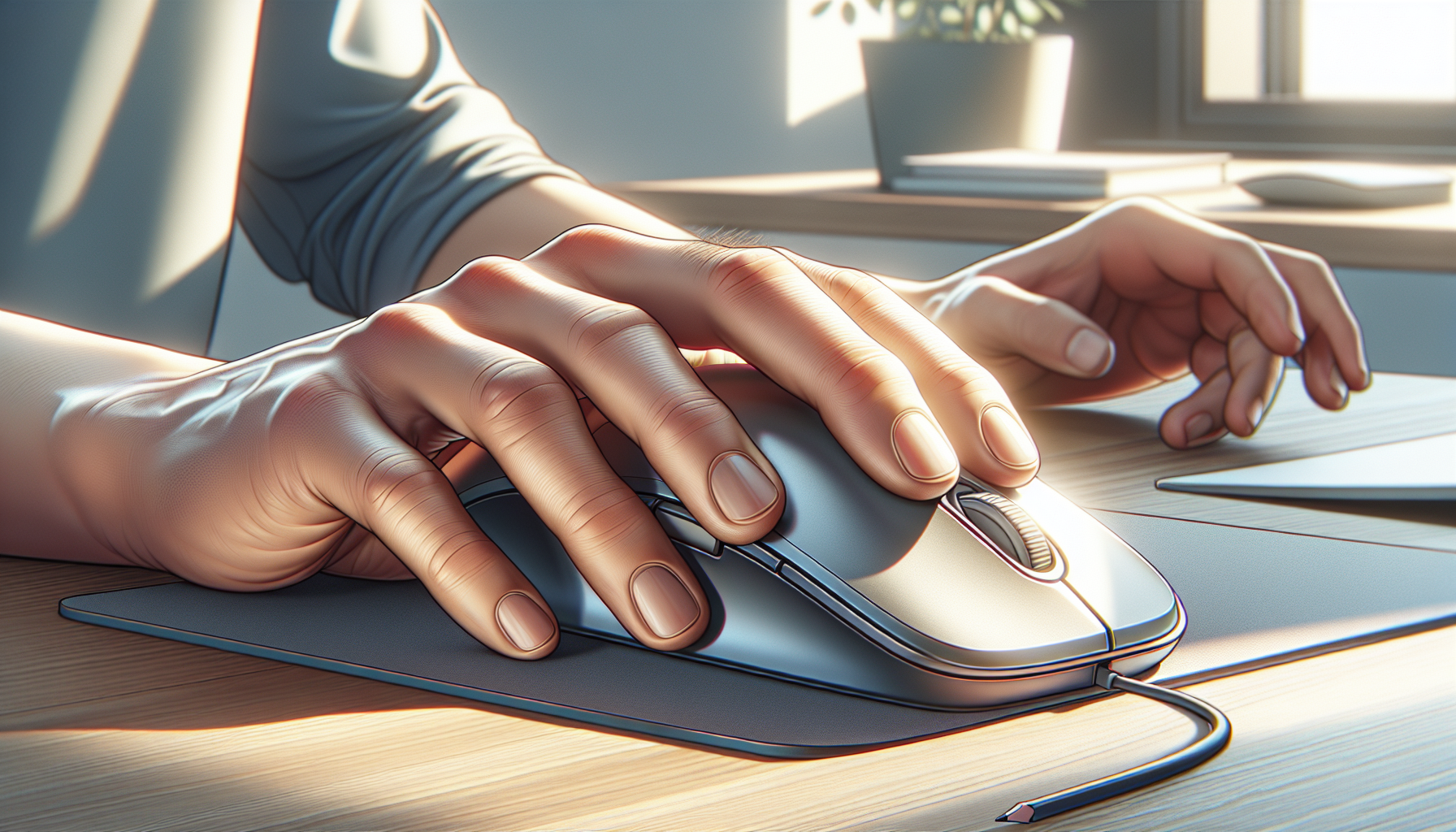 解剖結構與人體工學滑鼠貼合示意