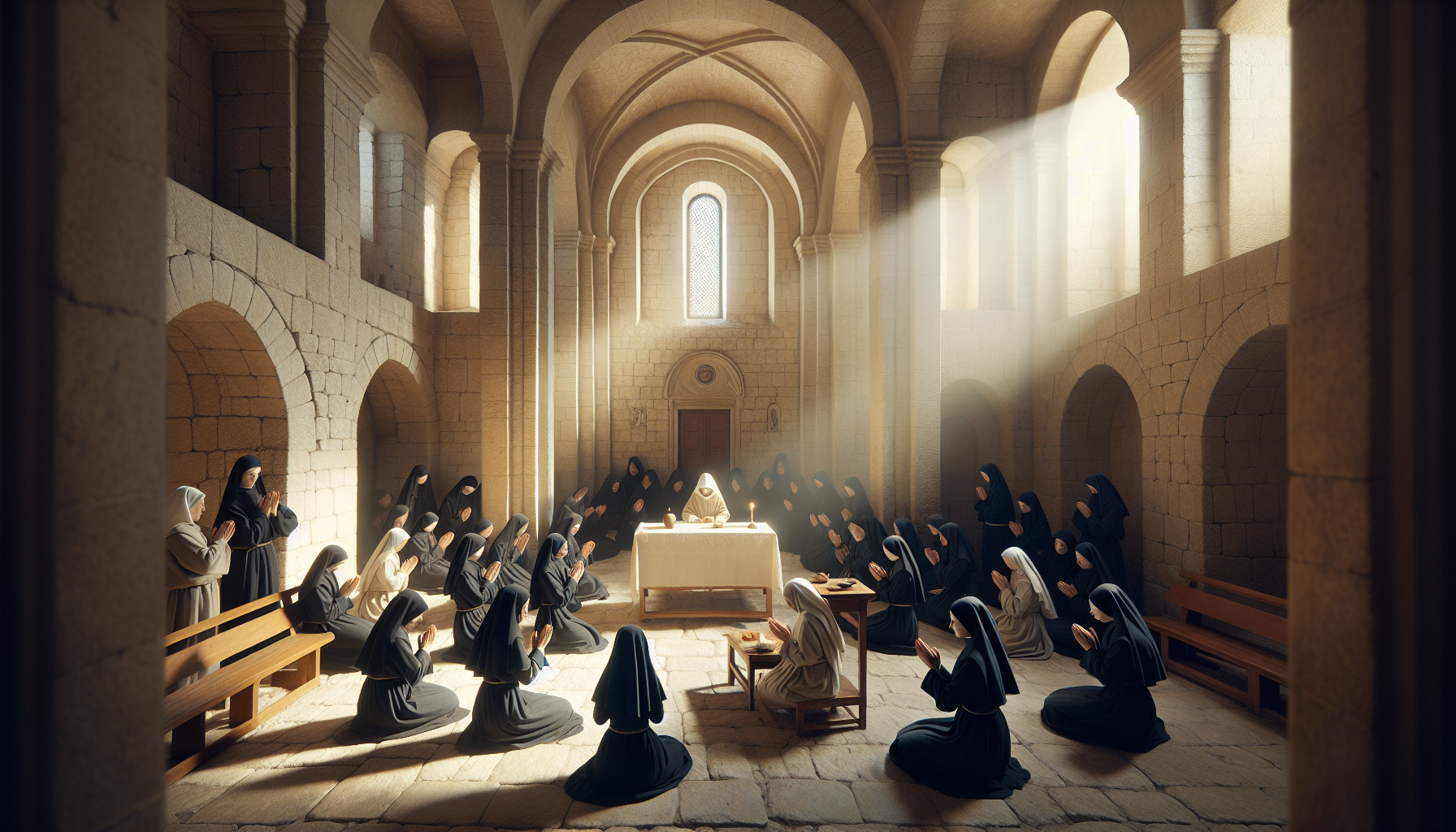 修女奉獻生活日常的場景