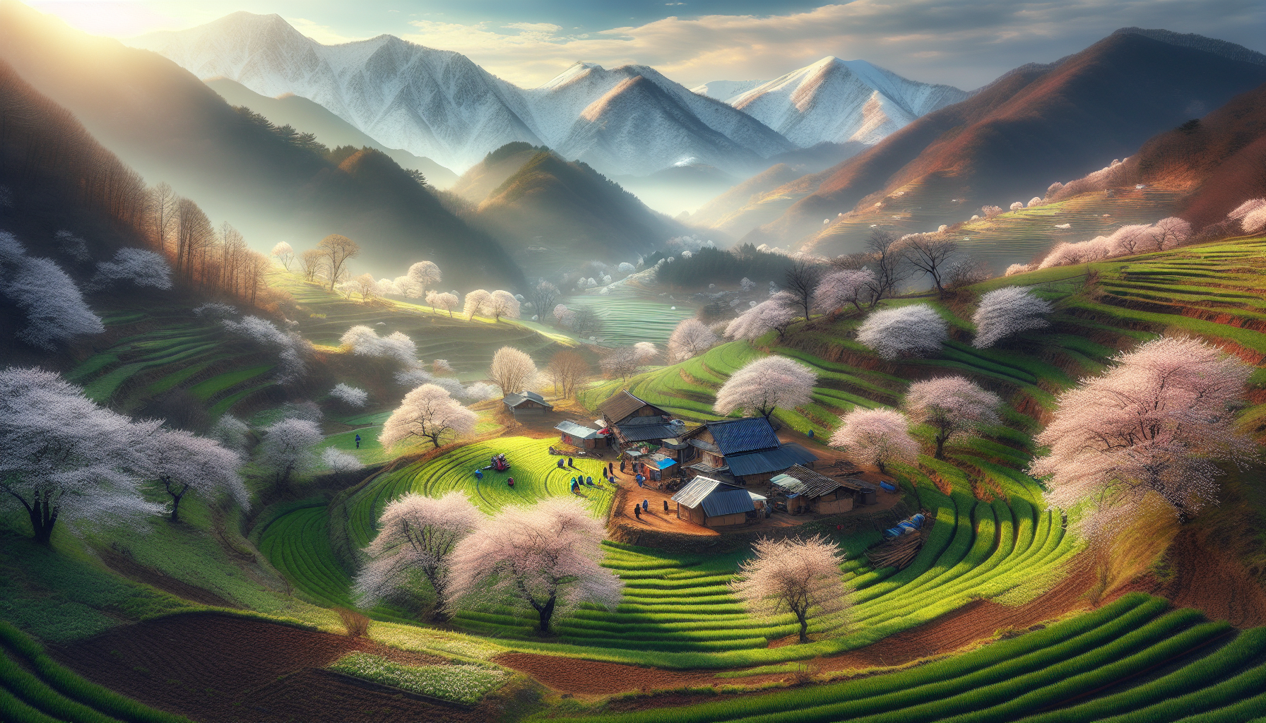 夏季雲海下的羊蹄山與翠綠田野