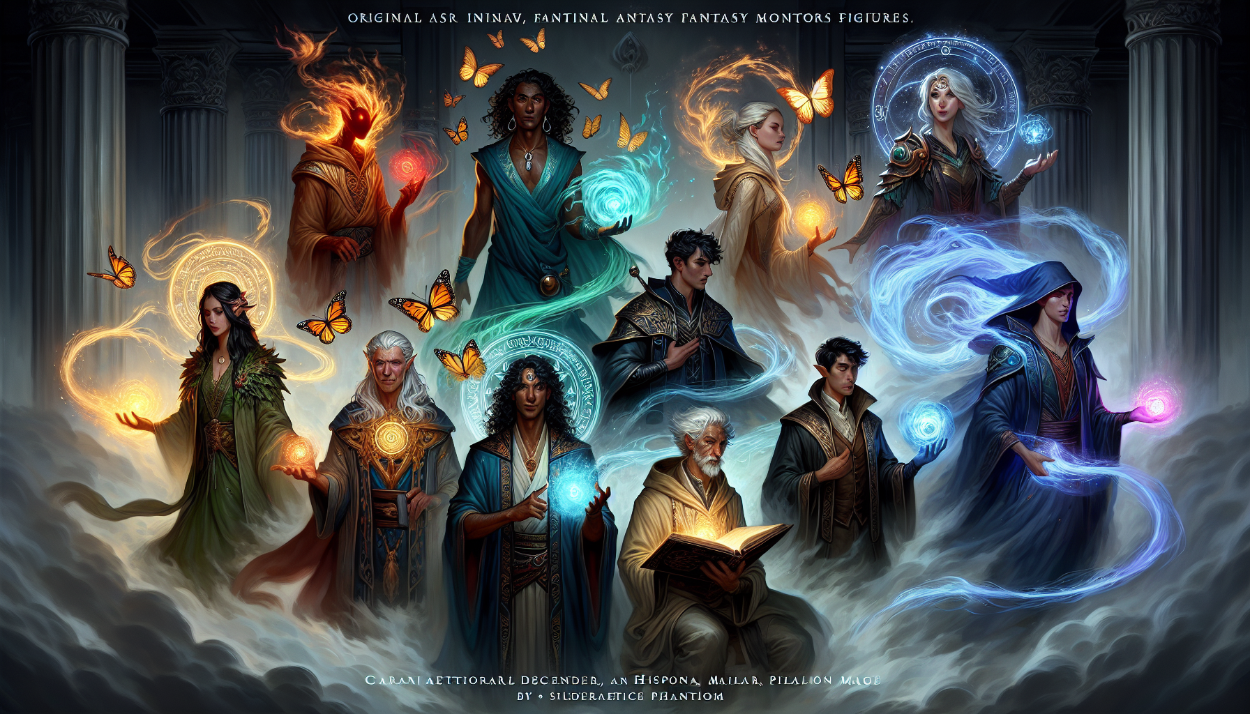 網路同人創作中古一與原創角色及其他至尊法師的互動插畫。