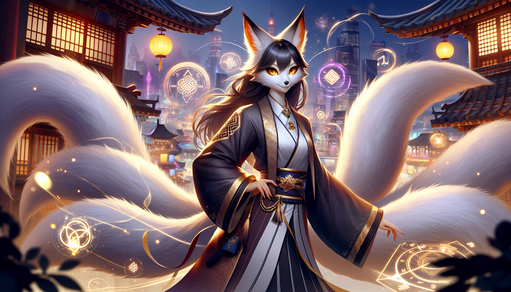 都市狐妖小說精美插圖：職場與奇幻的融合