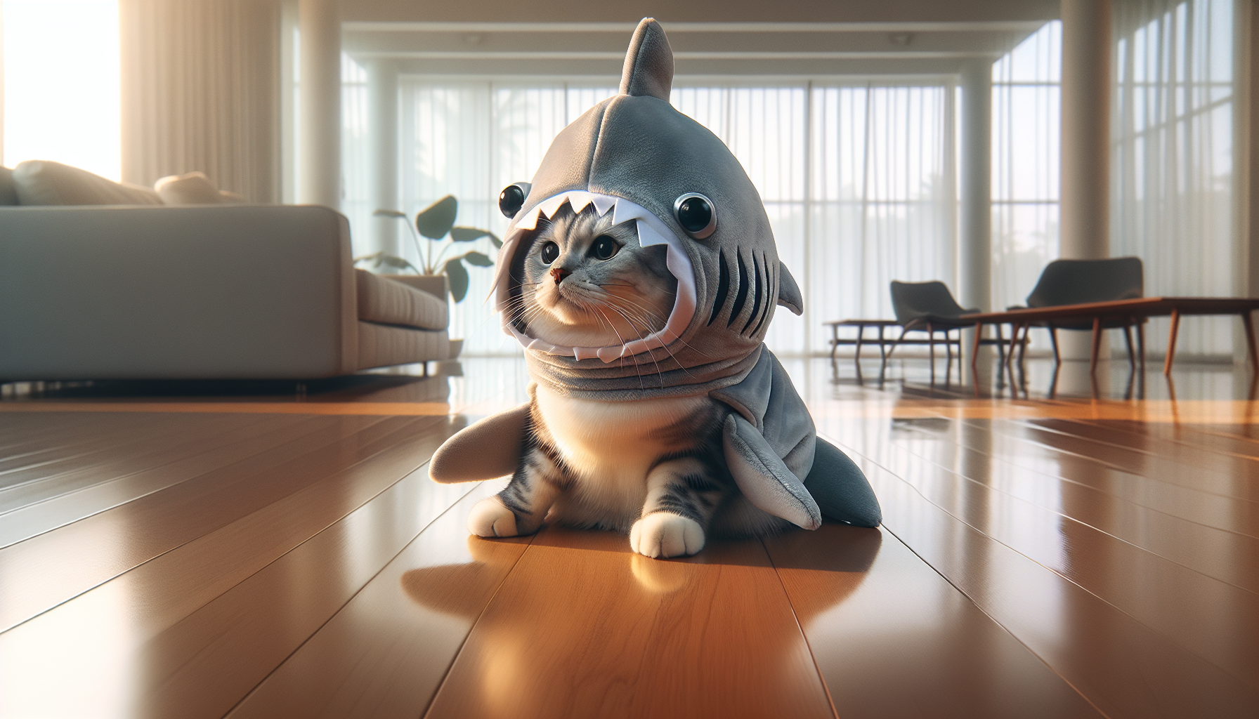 現實生活中鯊魚裝扮的貓咪趣照