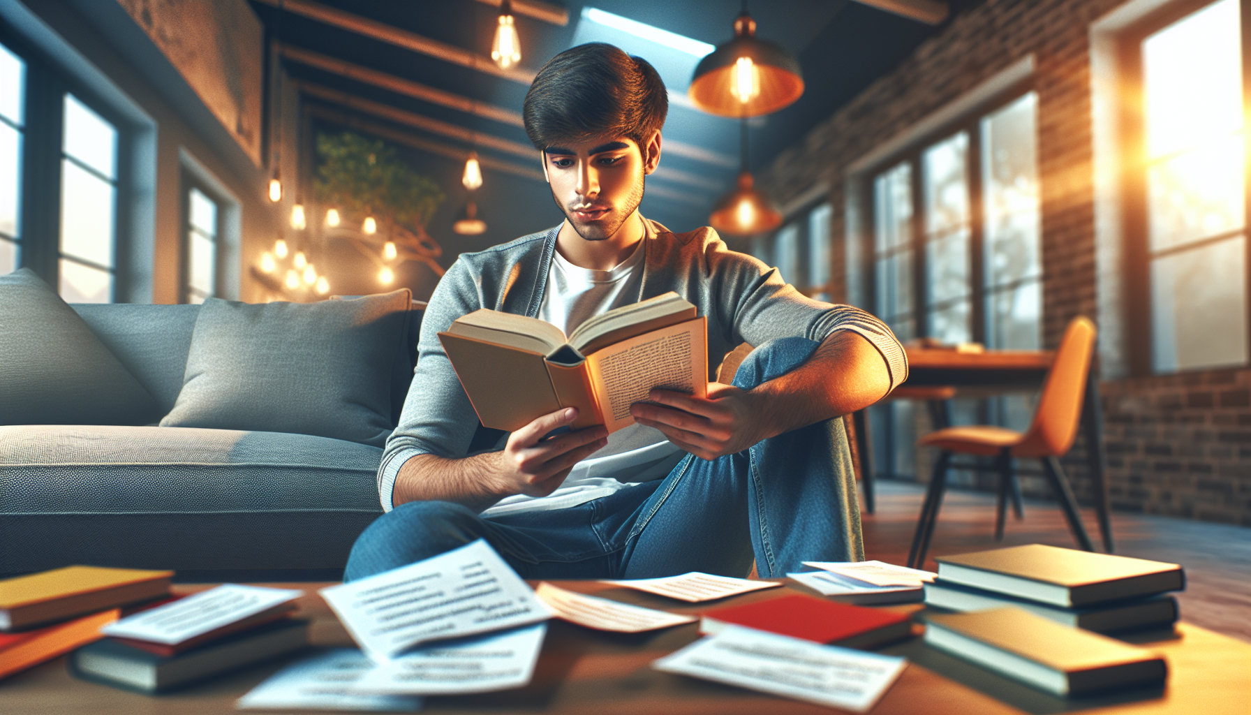 單字與文法在小說情境中自然內化的示意圖